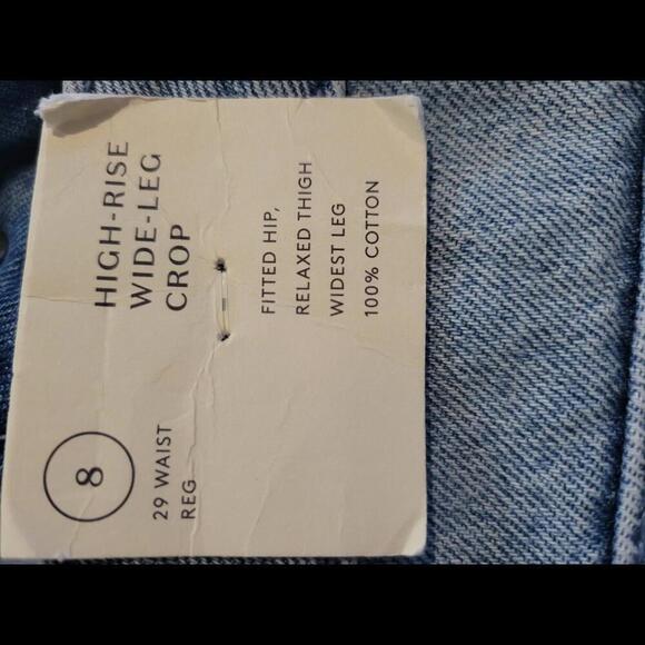 NWT Universal Thread size 8/29R blue distressed high-rise wide-leg crop jeans - Picture 3 of 5